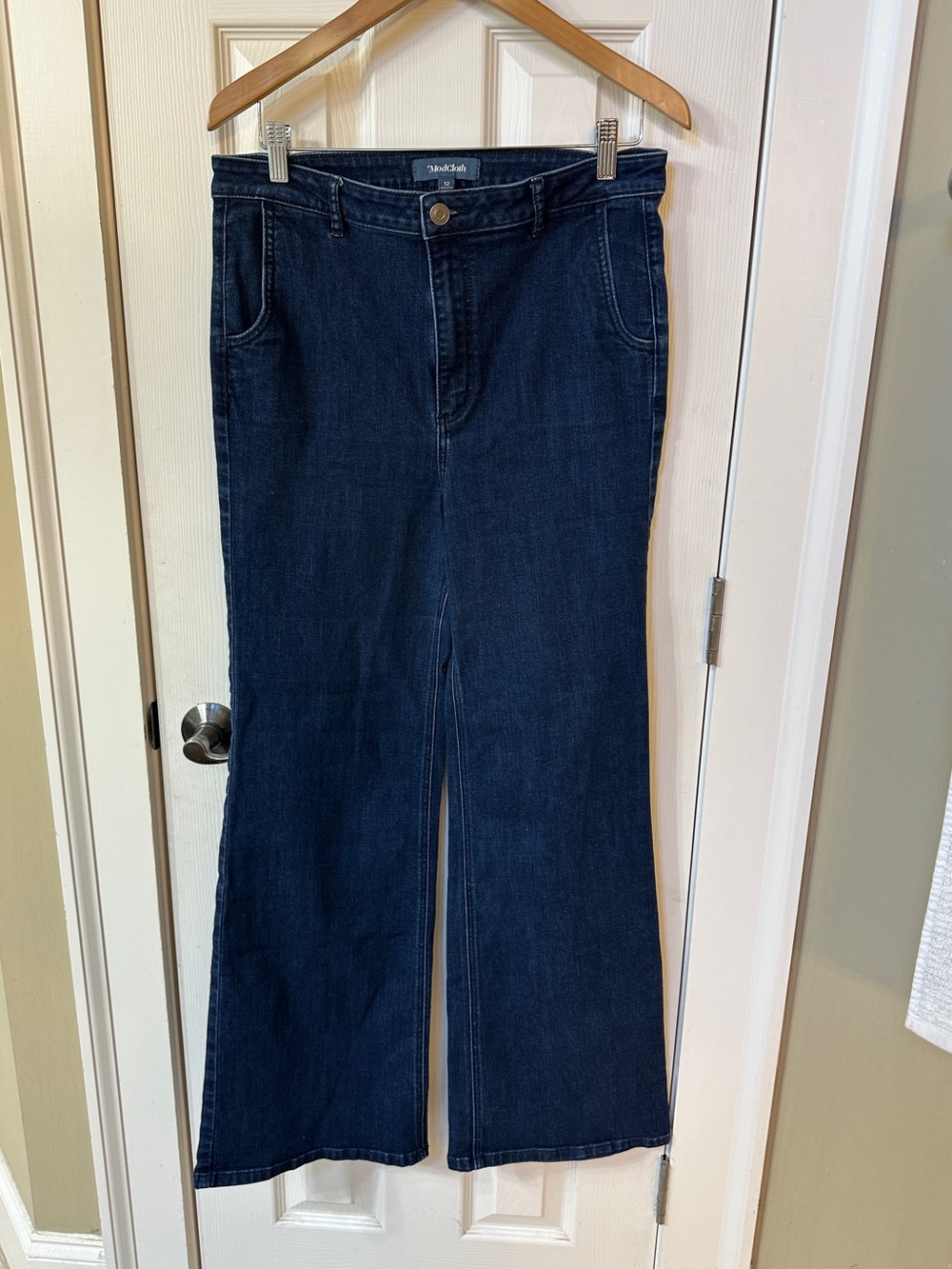 ModCloth Denim Flare Bell Bottom Jeans Size 12 Trendy Classic